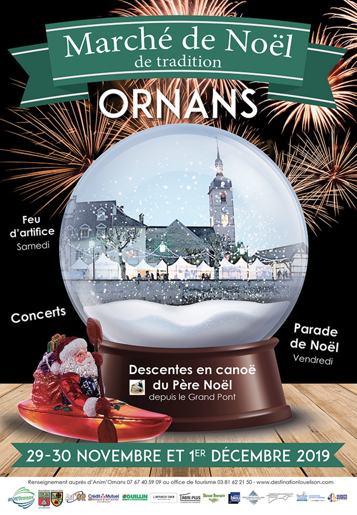 Marché de Noël 2019 autour de l'église. Organisation Anim'Ornans