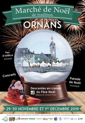 Marché de Noël 2019 autour de l'église. Organisation Anim'Ornans